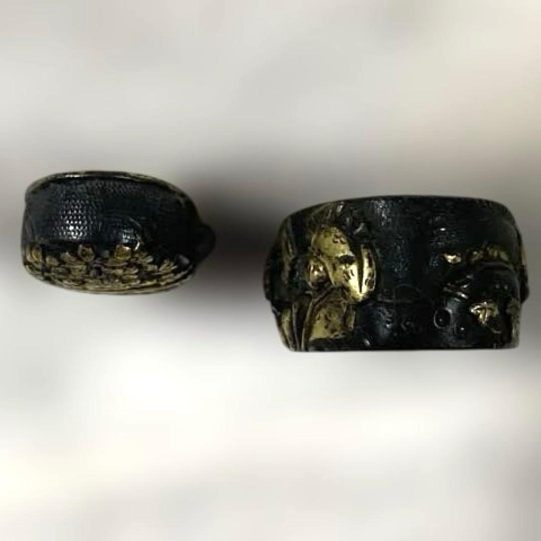 B-38 縁頭　金象嵌　在銘　武具　刀装具　刀　骨董品　美術品　工芸品　江戸時代