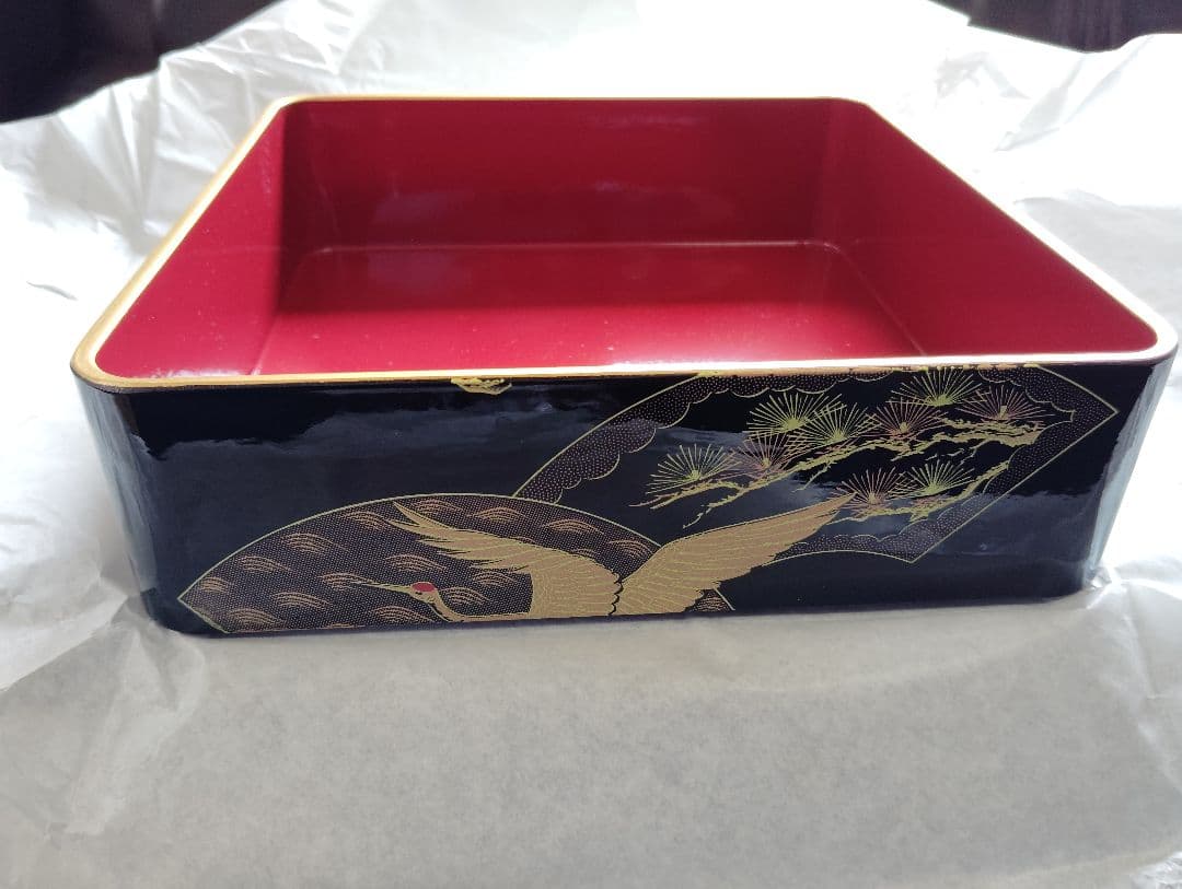 漆器 重箱 三段（鶴）No.3