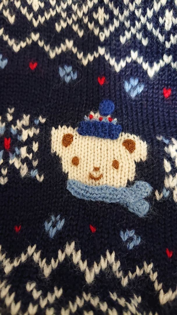 新品未使用 ファミリア ファミちゃん ニット帽&マフラー&手袋 ネイビー