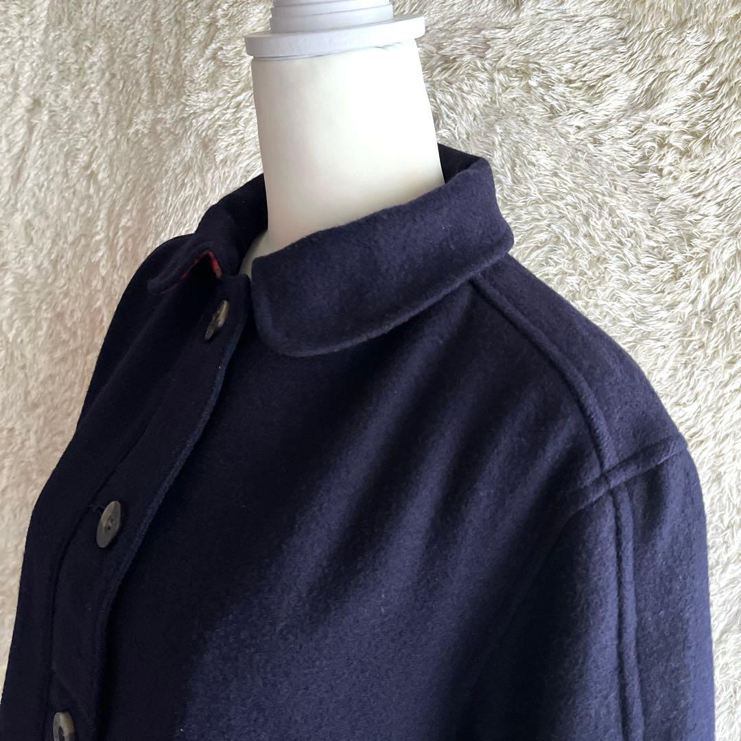 ファミリア　ウールコート　　フード付き　ネイビー