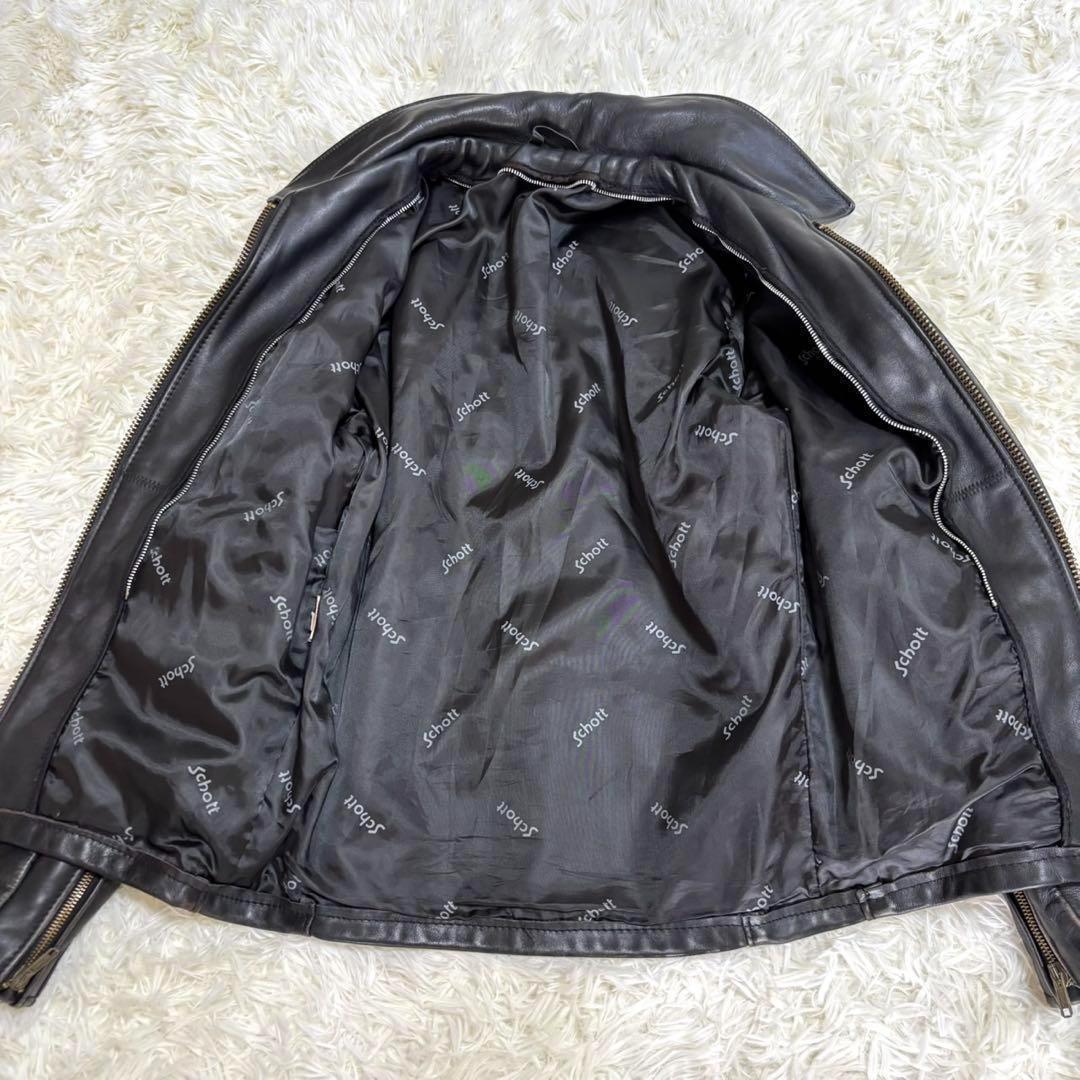 Schott 642 シングルライダース　レザージャケット　34 黒