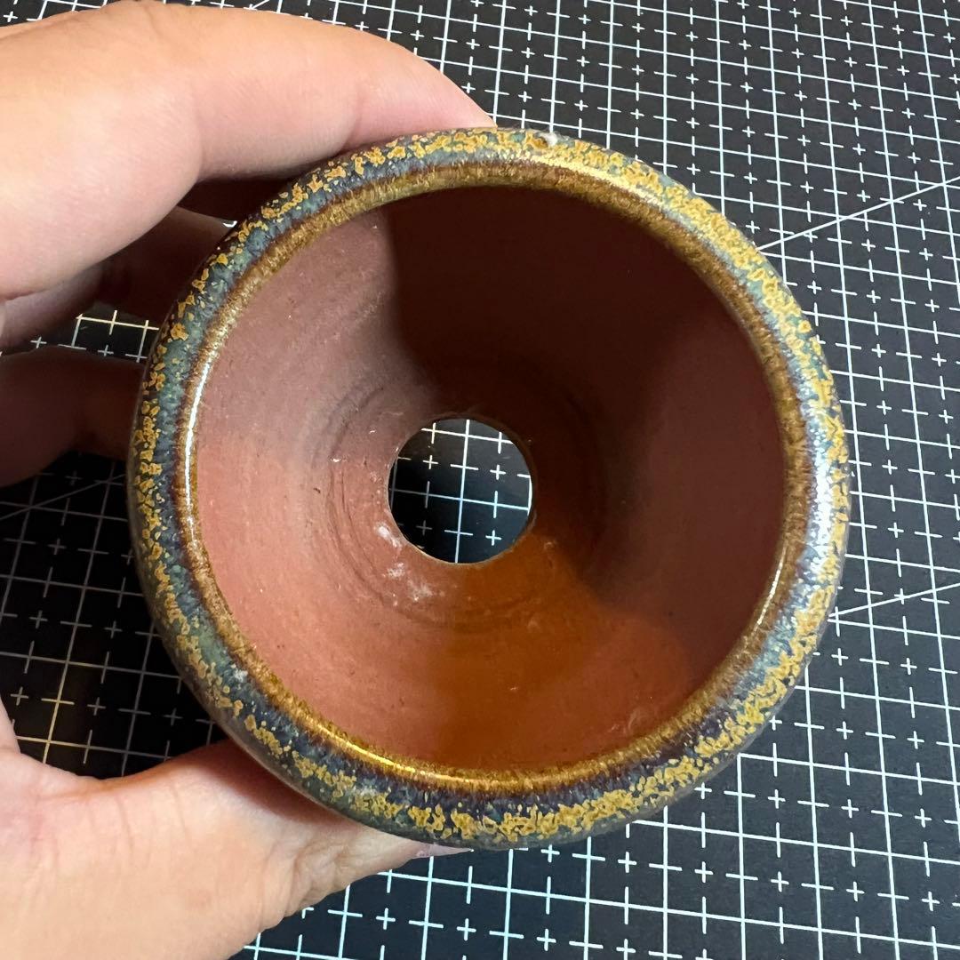 521.香山 窯変荞麦釉丸鉢 盆栽鉢 植木鉢 6.8*4cm