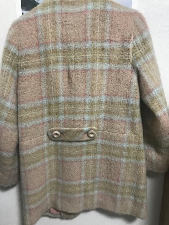 チェック　モヘア　シャギーコート