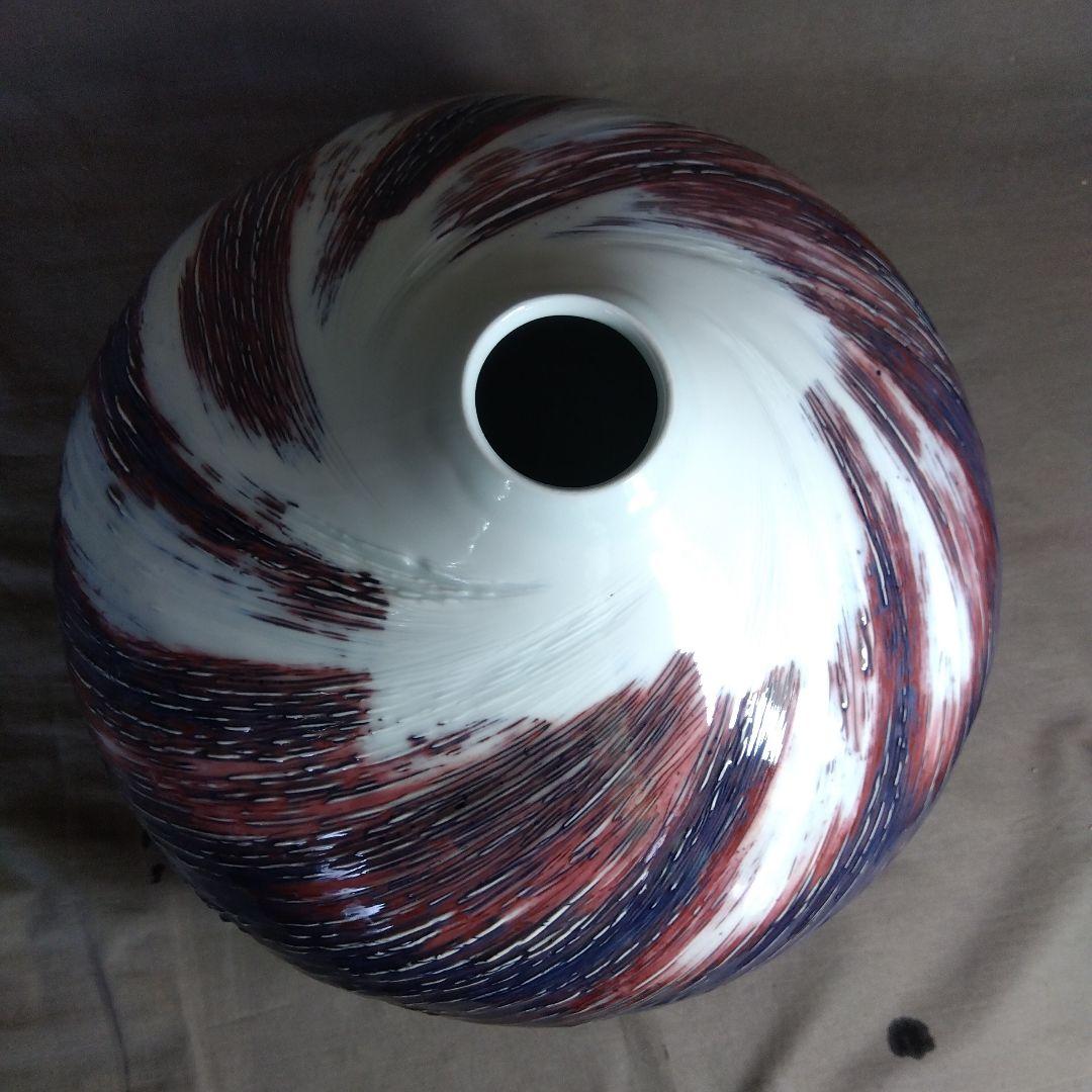 【前田泰昭】現代工芸会　日展特選陶芸作家　前田泰昭作　辰沙渦波濤　花瓶