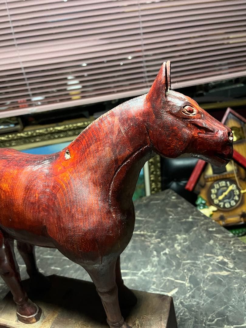 馬の木彫り、木彫り馬、馬の彫刻、 道産子馬木彫り、一点物き彫り
