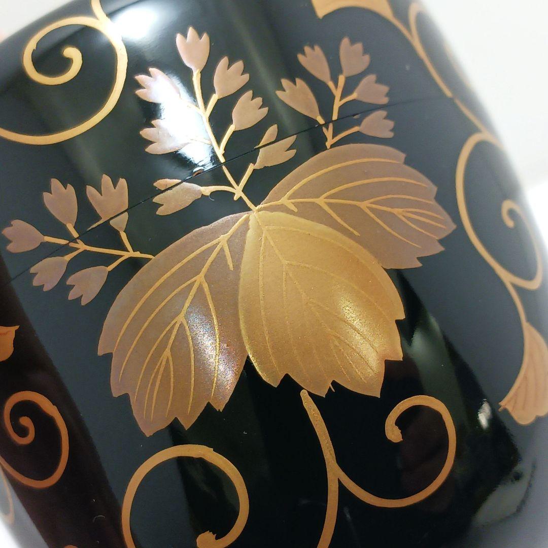 Y3030-7 茶道具 佐一郎作 金蒔絵 桐唐草蒔絵 中棗 共箱　YY