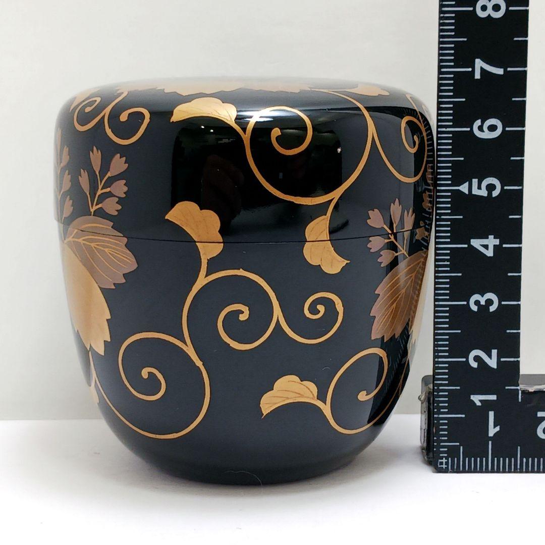 Y3030-7 茶道具 佐一郎作 金蒔絵 桐唐草蒔絵 中棗 共箱　YY