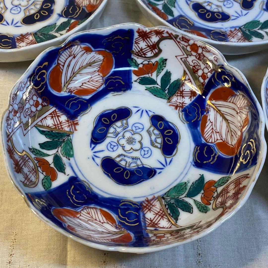 伊万里　古伊万里　大聖寺伊万里　なます皿　色絵　金襴手　4客