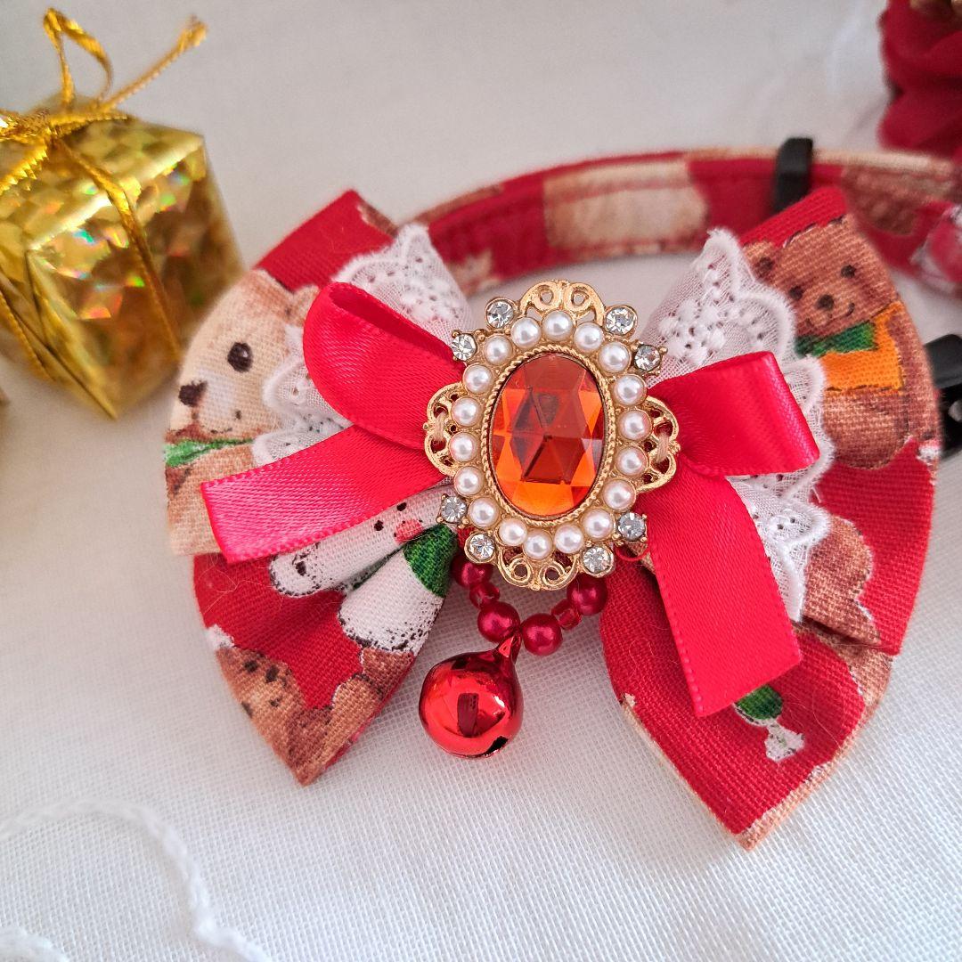 プッチ、クリスマスシリーズ(赤くまさん)わんちゃん猫ちゃん用首輪