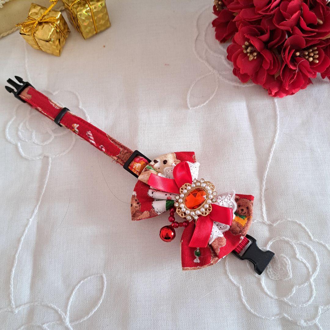 プッチ、クリスマスシリーズ(赤くまさん)わんちゃん猫ちゃん用首輪