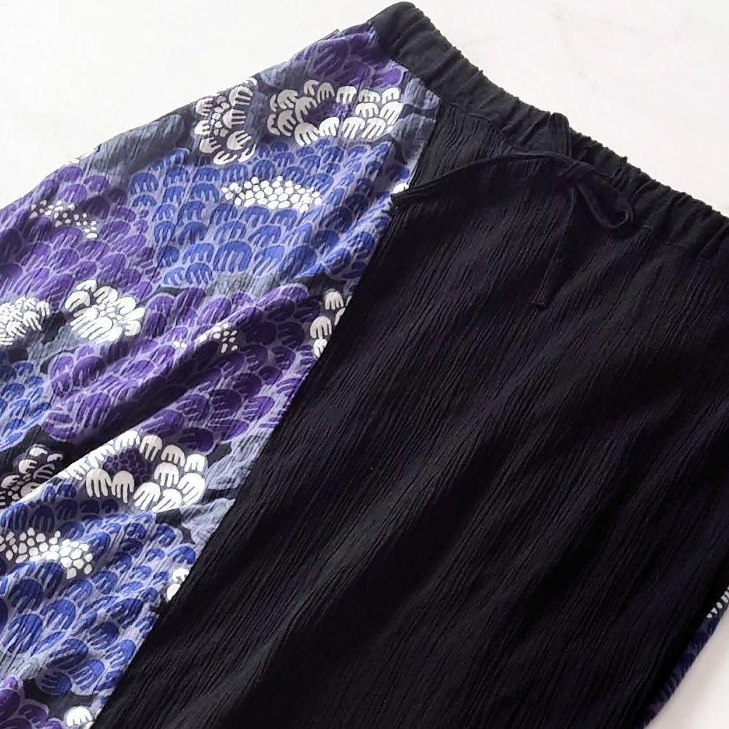 ★j SOU・SOU サルエルパンツ 和柄 黒 紫 ワイド ユニセックス 京風