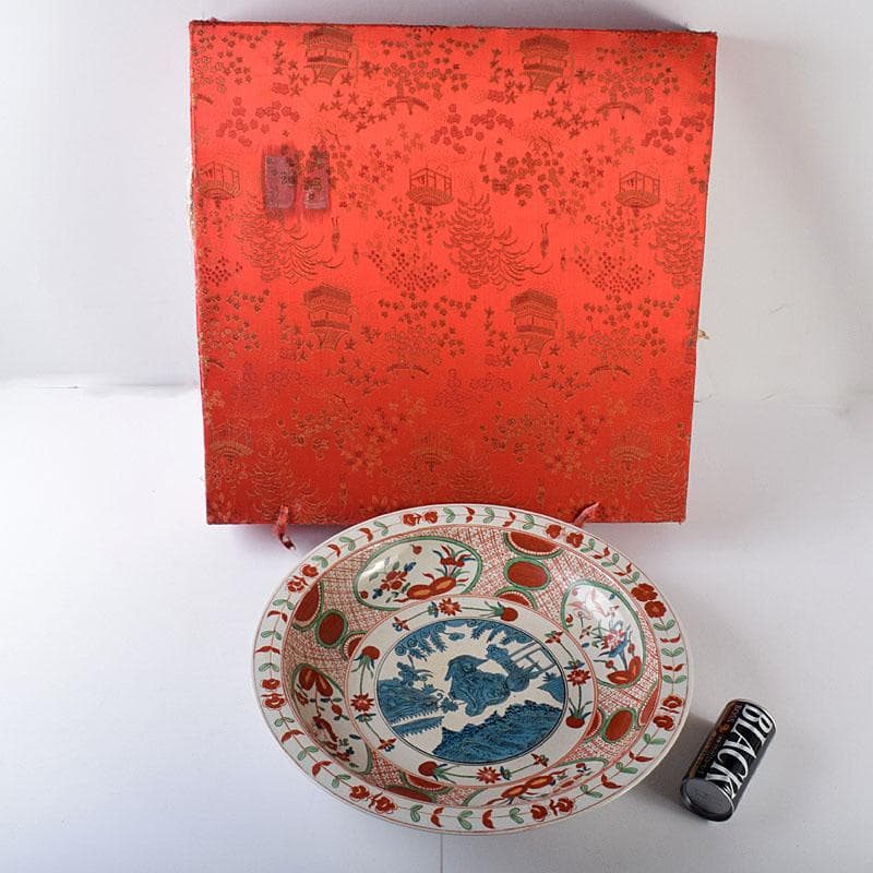 中国　呉州赤絵　獅子花文　大皿　飾り皿　直径約41㎝　V　7348C