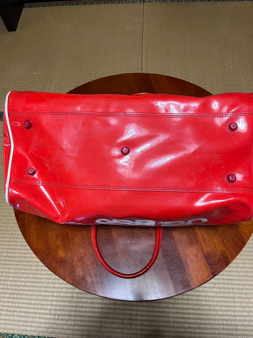 【80〜90s 希少】adidasビンテージエナメルボストンバッグ 日本跡 兼松