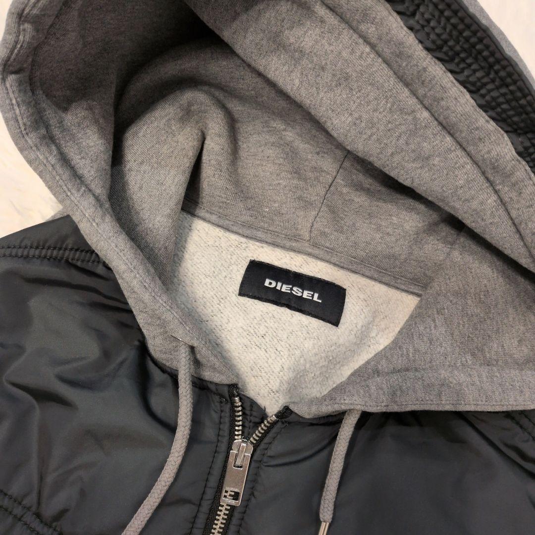DIESEL ディーゼル 異素材切替 中綿 パーカー ジャケット フード付き