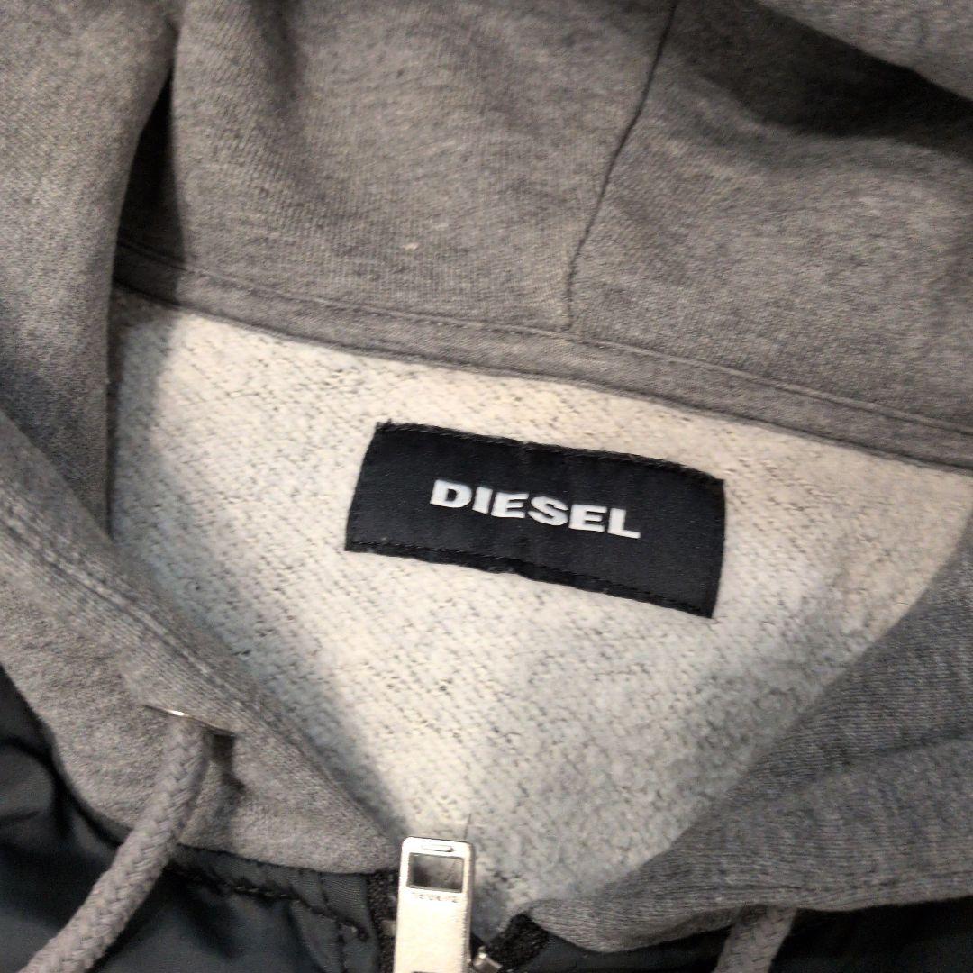 DIESEL ディーゼル 異素材切替 中綿 パーカー ジャケット フード付き