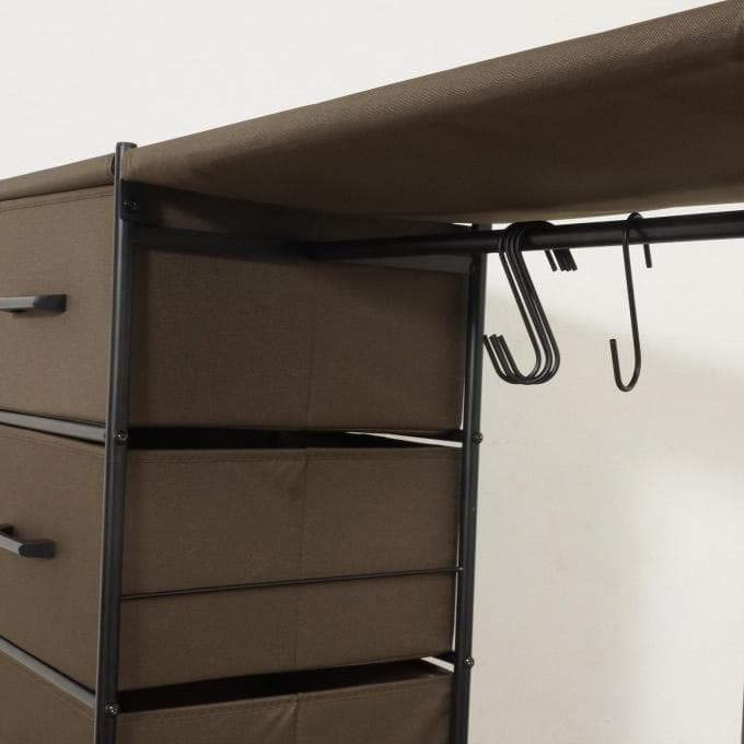 アウトレット　ハンガーラック　チェスト　7段 キャスター付き ブラウン