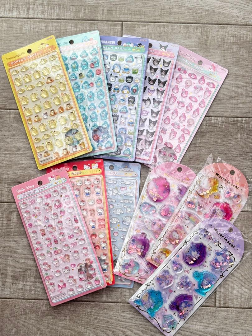 【正規品】サンリオ　ボンボンドロップシール　ミニ　ウォーターインシール　11枚