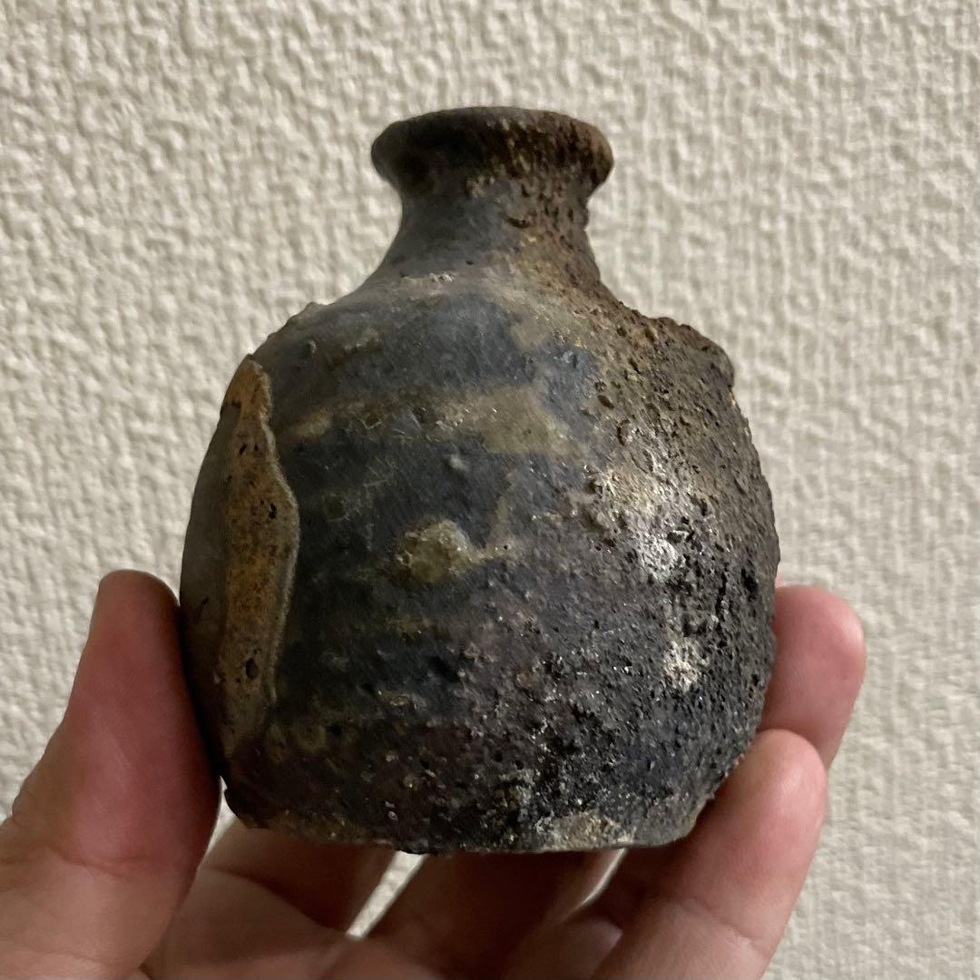 SNT12 古伊賀蹲花入　古伊賀　掛花入　茶道具　一輪挿 蹲 茶道具 蔵の整理品