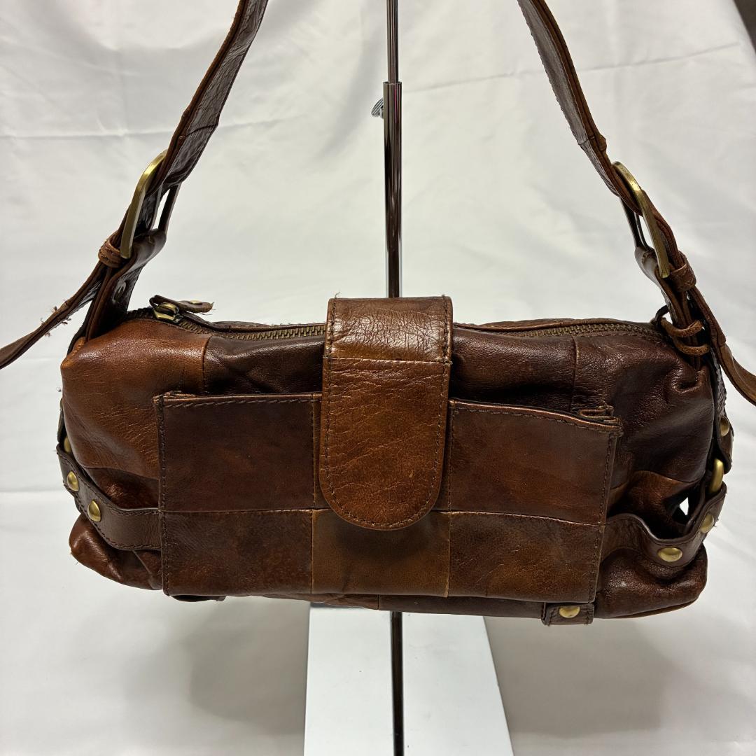 希少 Trideep トライディープ ブラウン レザー ショルダーバッグ 革
