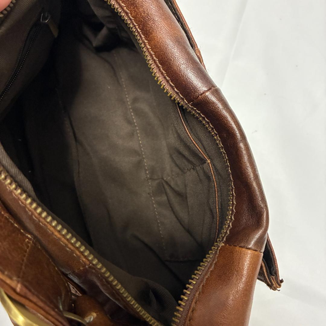 希少 Trideep トライディープ ブラウン レザー ショルダーバッグ 革