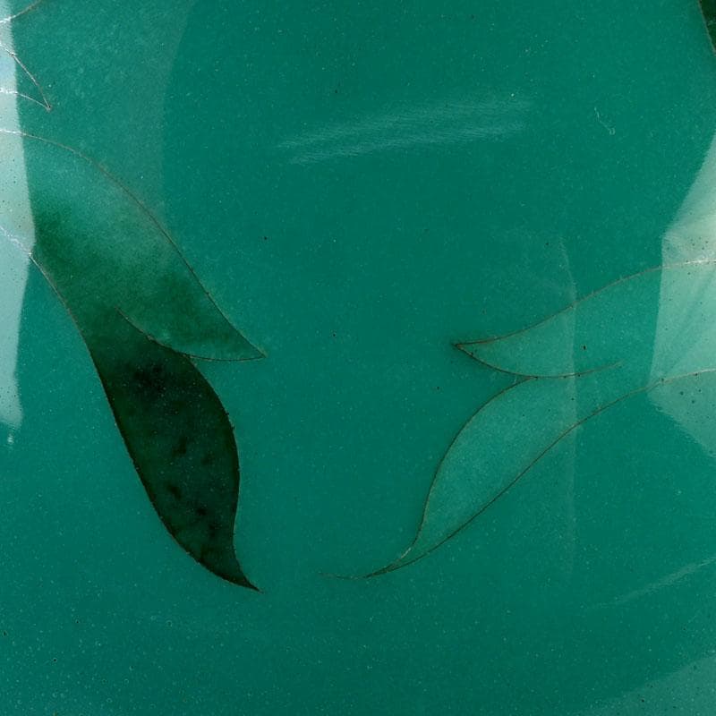 七宝焼　透翡翠釉　花文　花瓶　時代箱　V　9632D