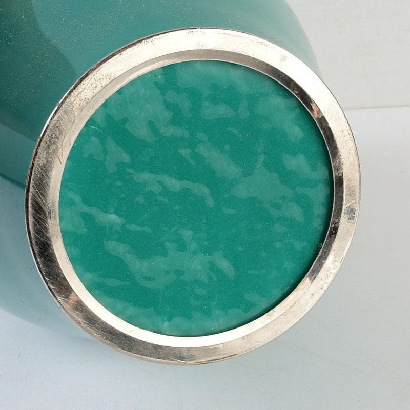 七宝焼　透翡翠釉　花文　花瓶　時代箱　V　9632D