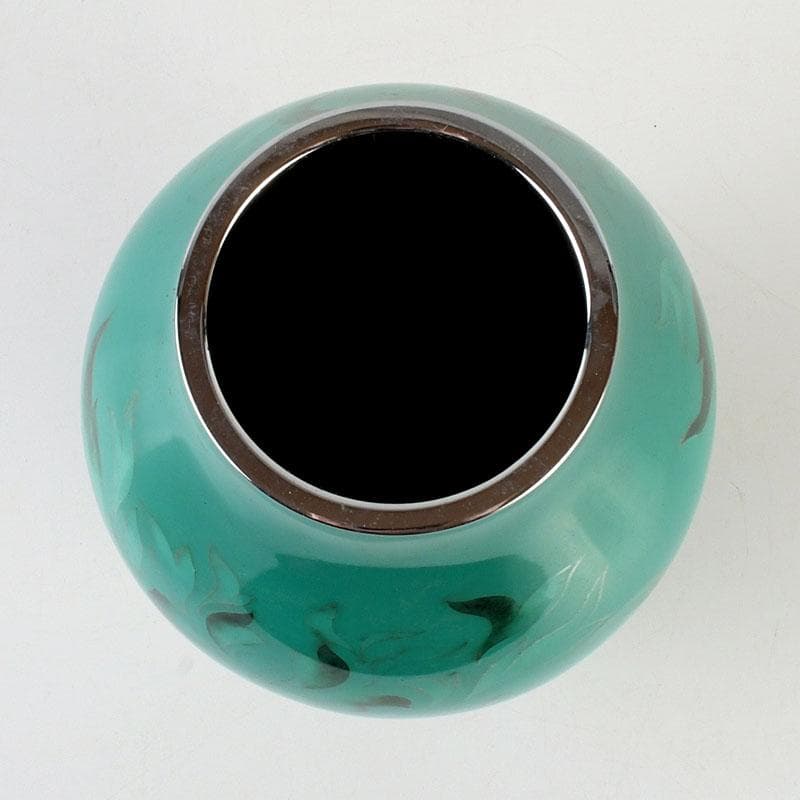 七宝焼　透翡翠釉　花文　花瓶　時代箱　V　9632D