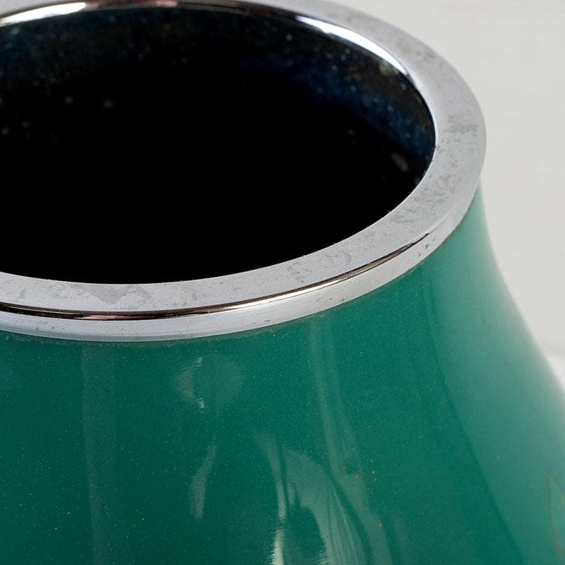 七宝焼　透翡翠釉　花文　花瓶　時代箱　V　9632D