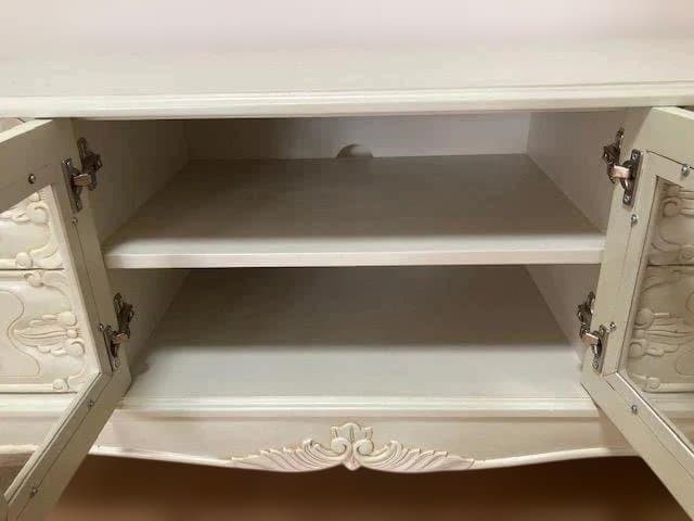 ロココ調 ローボード ホワイト 白 木製 テレビ台 猫脚 プリンセス 姫系家具