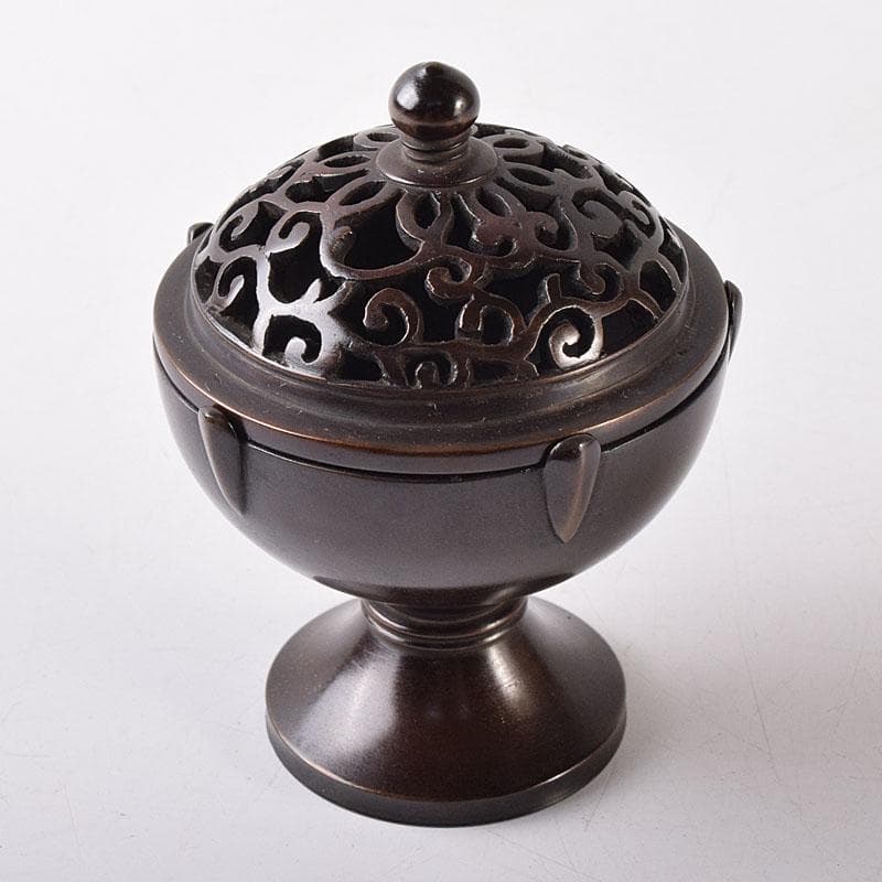 茶道具　釜師　根来実三作　唐銅　火屋蓋置　共箱　V R8718