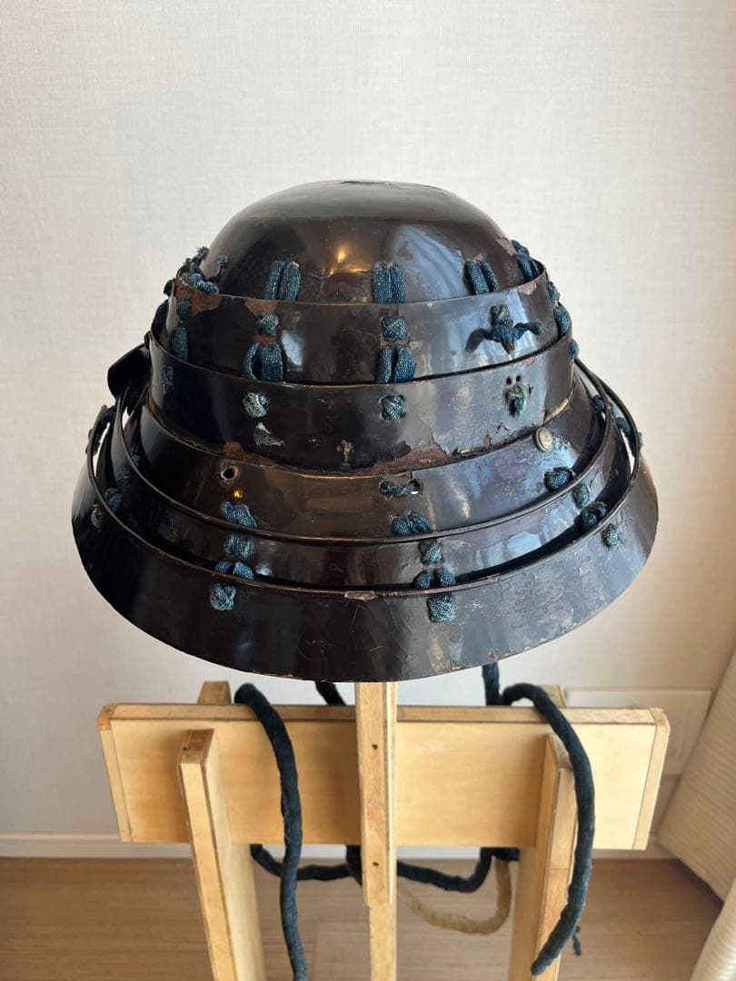 甲冑 兜 足軽 黒漆塗 提灯兜 ちょうちん兜 江戸文久期 仙台城下町旧家蔵出し