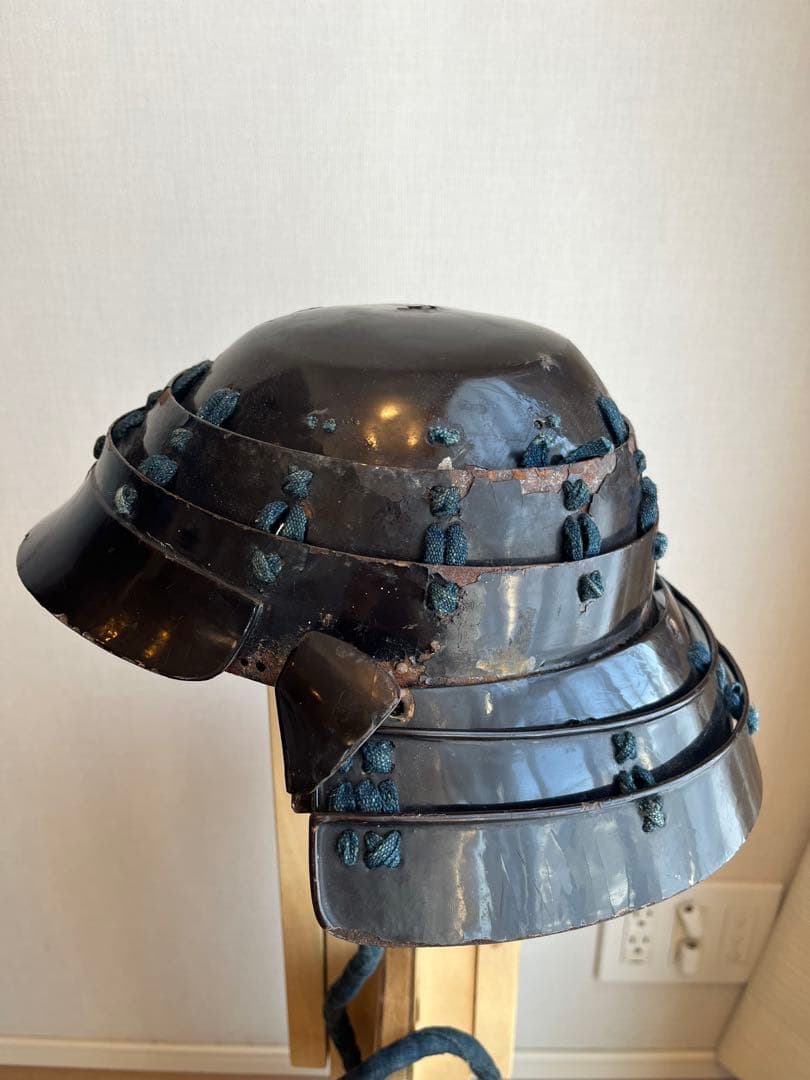 甲冑 兜 足軽 黒漆塗 提灯兜 ちょうちん兜 江戸文久期 仙台城下町旧家蔵出し