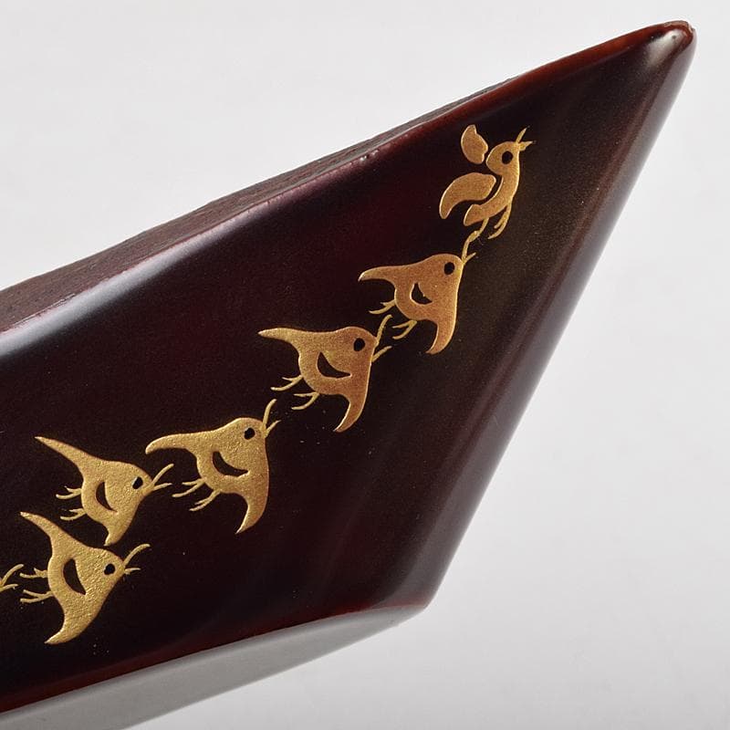 茶道具　畑幸春作　千鳥蒔絵　蜑小舟香合　共箱　V　R9518