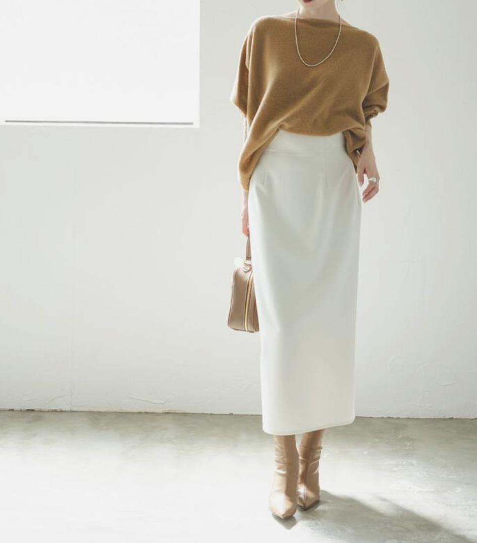 美品★NOBLE ノーブル ジャージーライクカラータイトスカート８