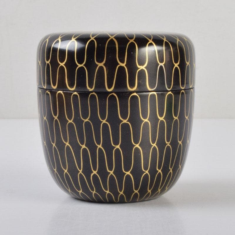 茶道具　中村湖彩作　網目蒔絵　中棗　共箱　V　8650