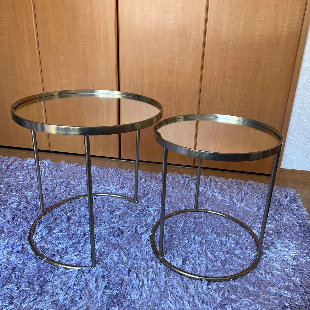 円形サイドテーブル 2個セット ゴールド