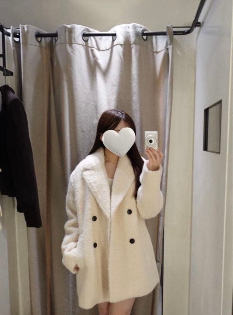 【即発送】ZARA ブークレダブルブレストミディ丈コート