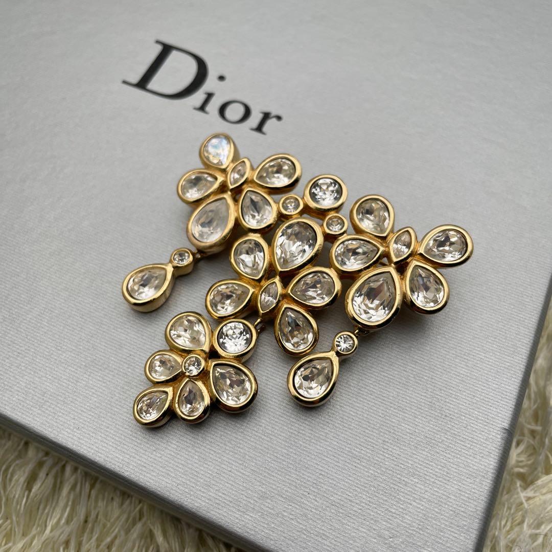 希少　クリスチャンディオール　フラワーデザイン　スウィング　ブローチ