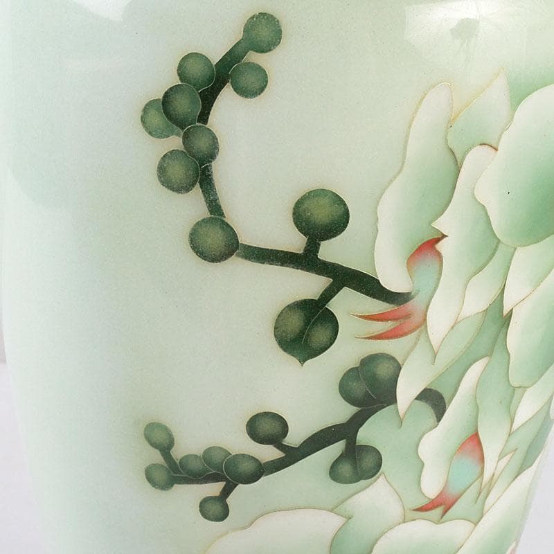 茶道具　七宝焼　薄緑釉　胡蝶蘭図　花器　共箱　Z　9750D