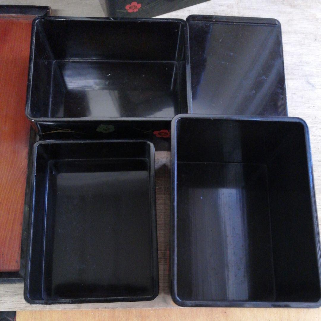 骨董　弁当箱　漆器　木製　重箱　木箱　お盆　セット　松葉に梅
