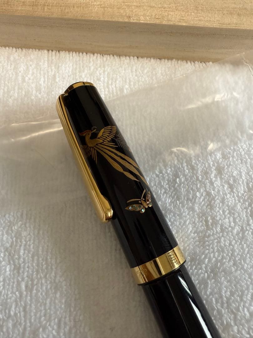 プラチナ万年筆蒔絵、2005年モデル絶版、本金蒔絵-古代鳥