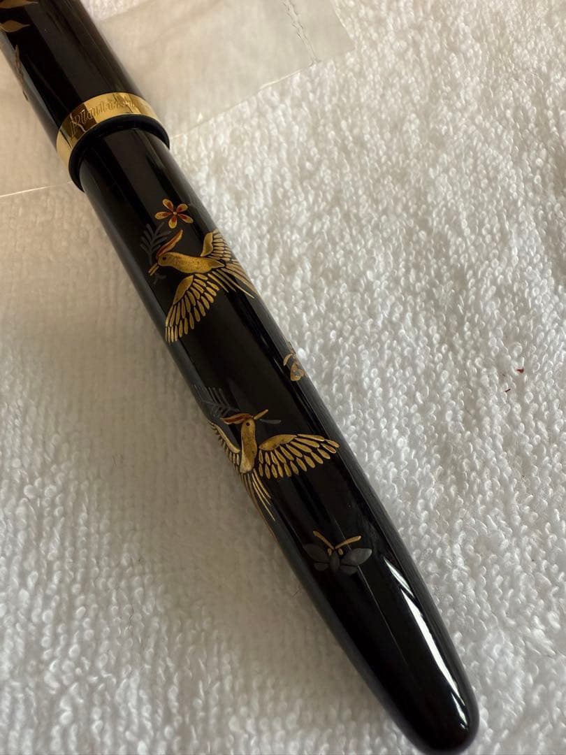 プラチナ万年筆蒔絵、2005年モデル絶版、本金蒔絵-古代鳥