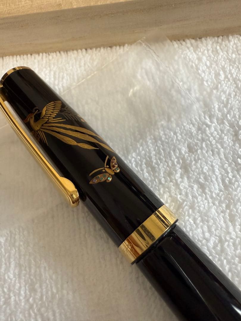 プラチナ万年筆蒔絵、2005年モデル絶版、本金蒔絵-古代鳥