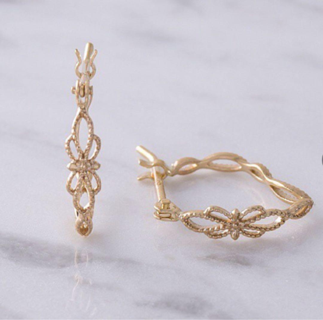 【新品未使用】アガット K10 フープピアス