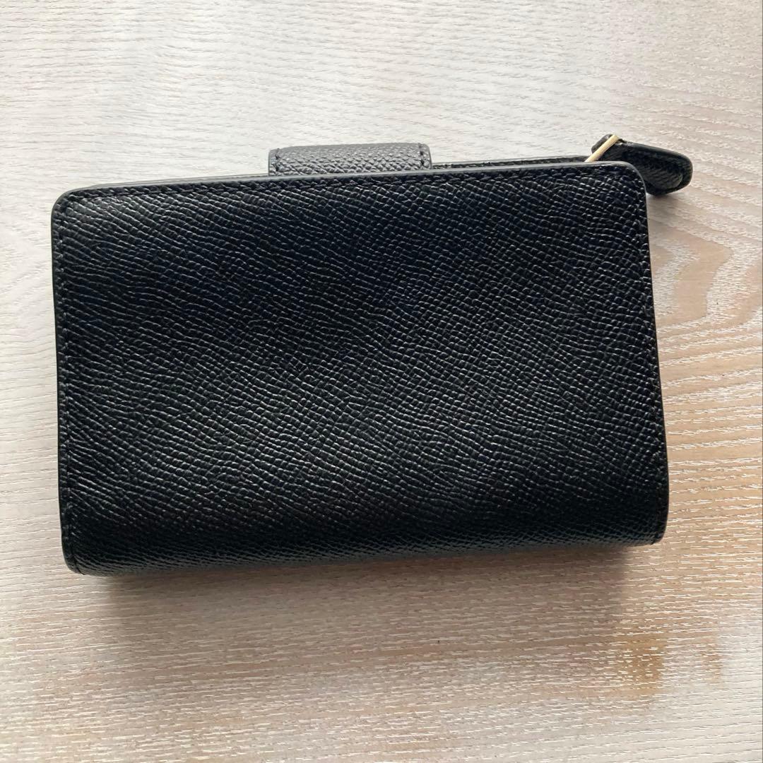 COACH コーチ　2つ折財布黒　ゴールド金具馬車ロゴ