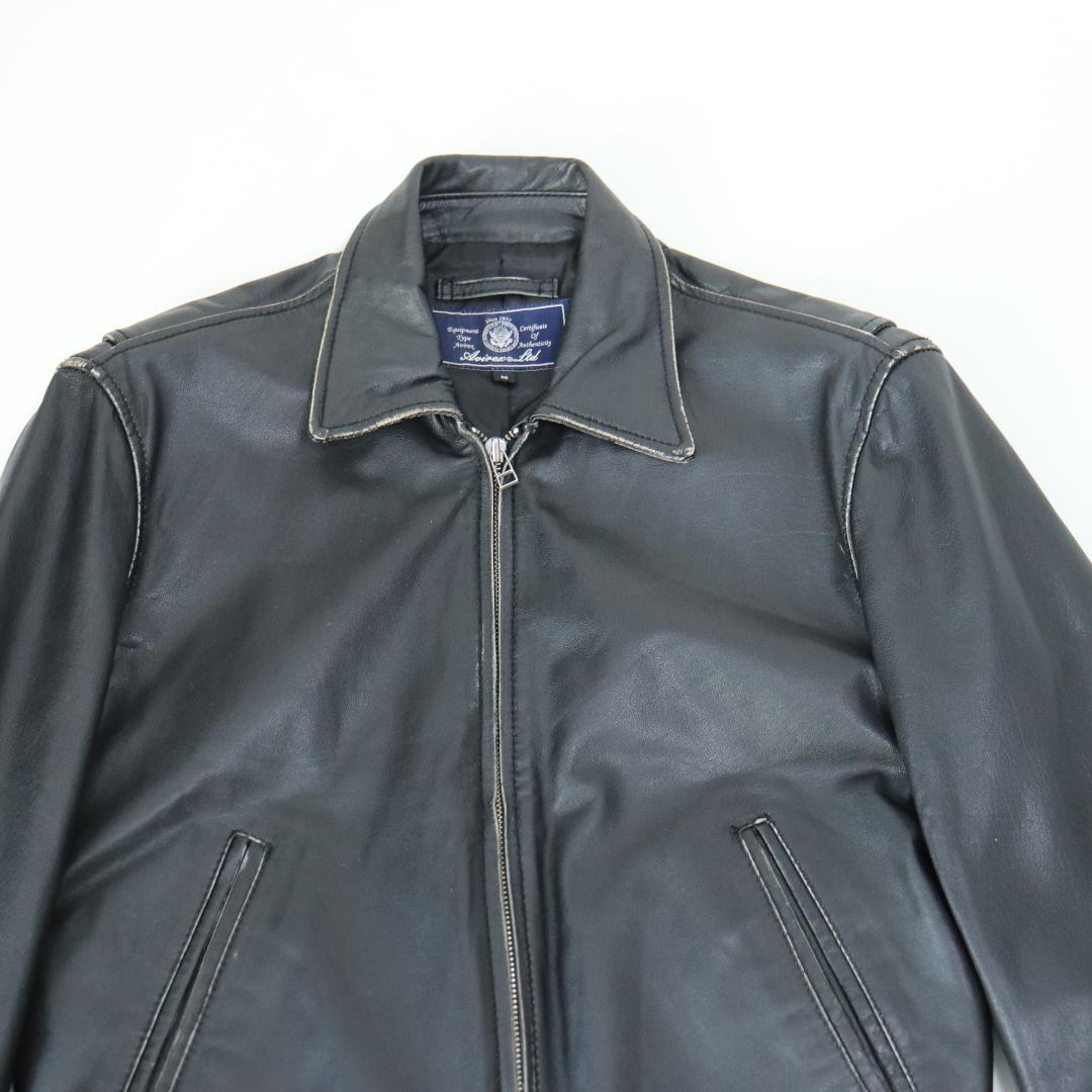 【人気】AVIREX アヴィレックス 襟付きレザージャケット ブラック M