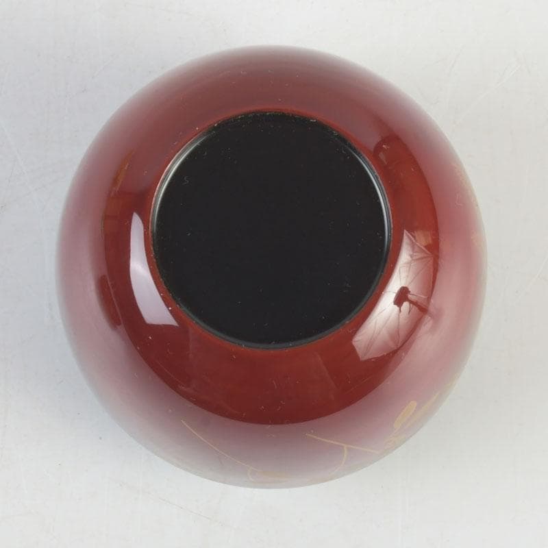 茶道具　朱塗　花草蒔絵　棗　時代箱付　V　9692