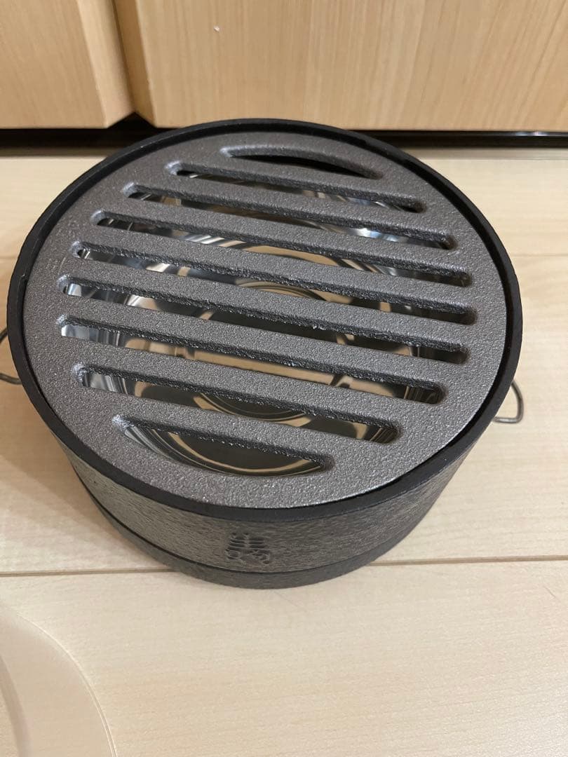 鉄製グリル 透明カバー付き　火鉢　涼炉　鉄瓶用 急須用