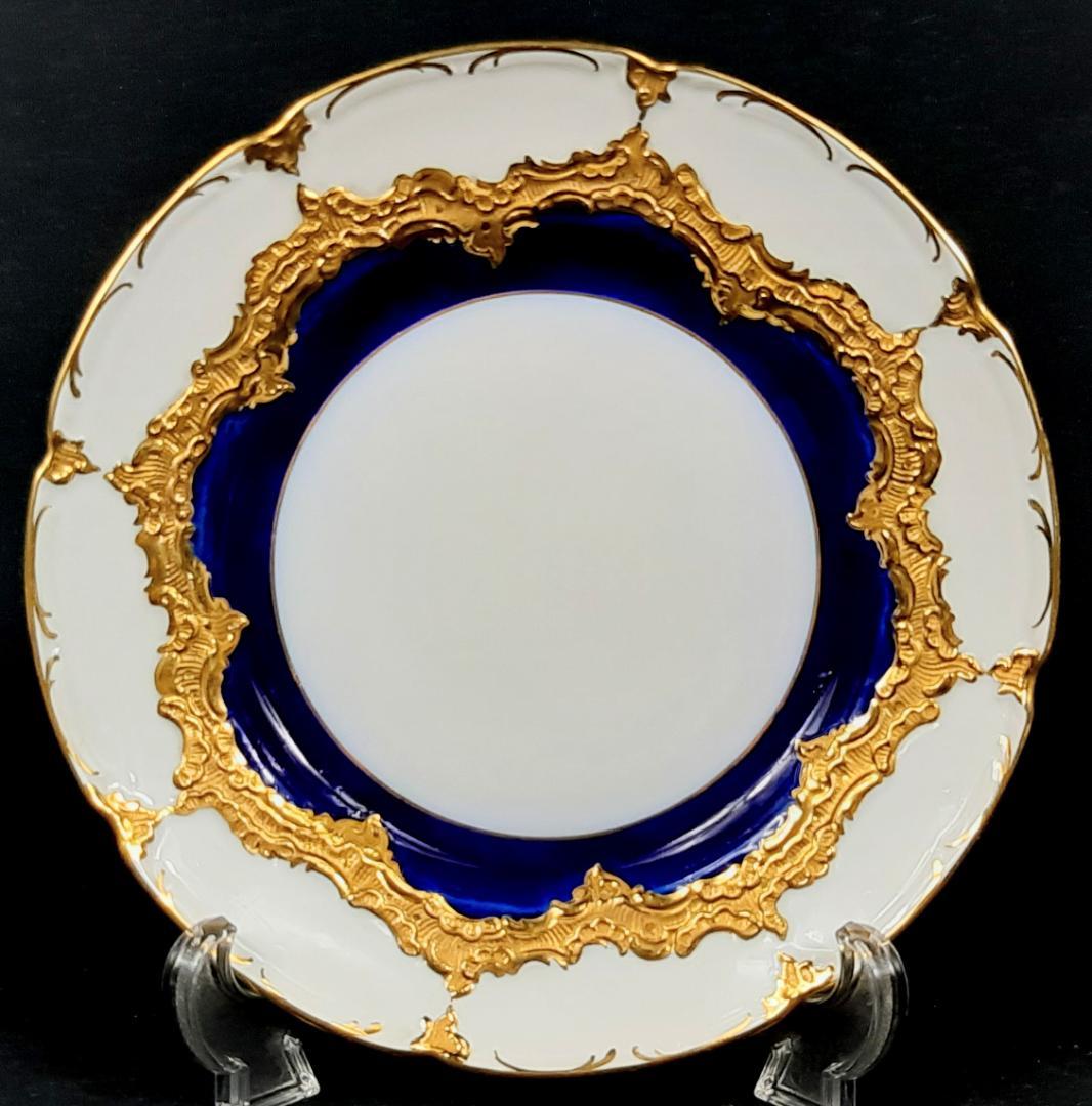 24金マイセングランツゴールドBフォーム紺カップ＆ソーサ＆プレート美品1級品 ハ