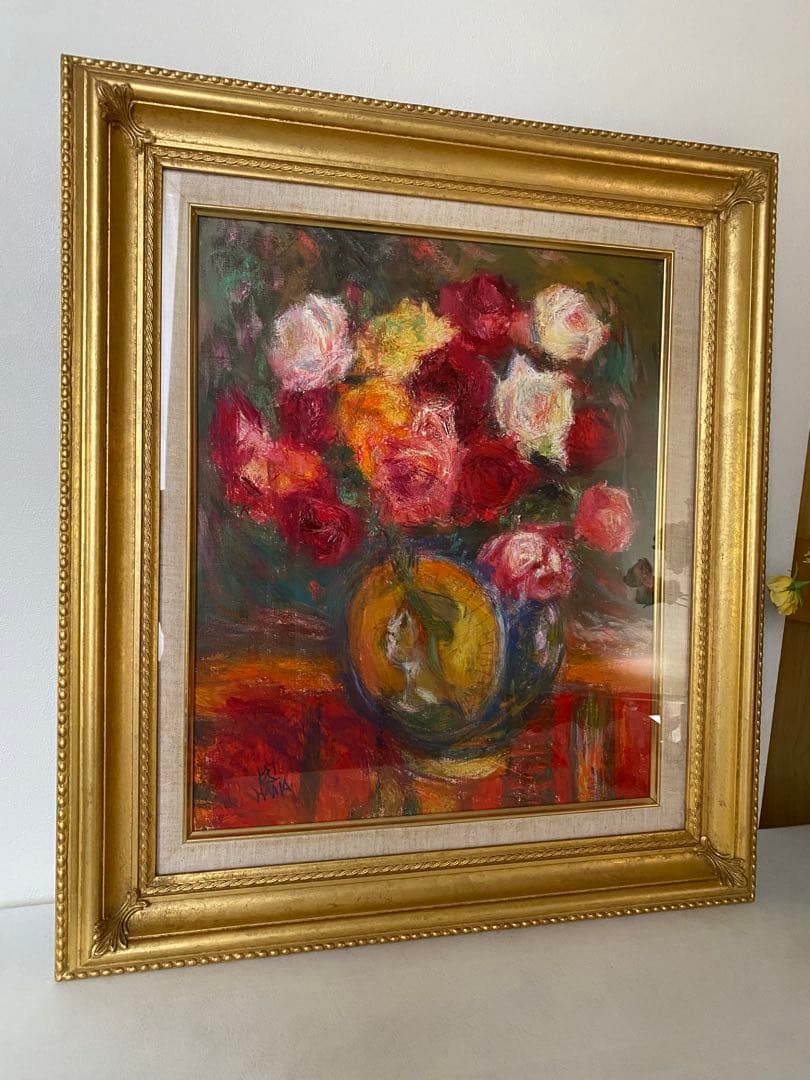 濱本久雄　油絵　油彩画　額縁　金色フレーム